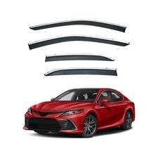 LQQDP 4pcs Smoke Tint with Chrome Trim Outside Mount Tape On/Clip On Style PV...