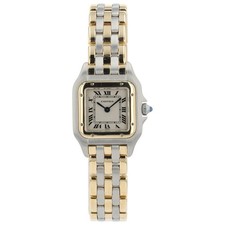 Cartier Panthere 3 Row Silver Dial Steel 22mm Quartz Women's Watch 1057917