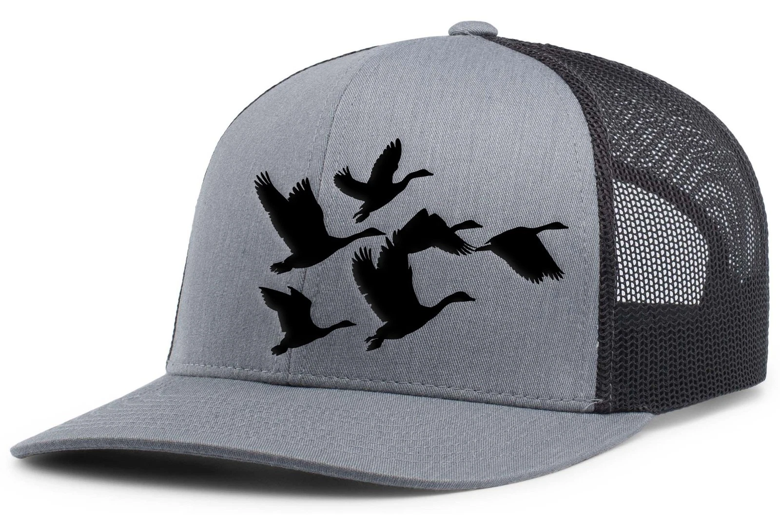 Heritage Pride Mens Hunting Hat Flying Ducks Mesh Back Trucker Hat, Heather