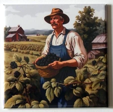 Farmer with Blackberries FRIDGE MAGNET "style B"