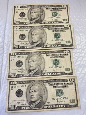アメリカ10ドル紙幣 4枚セット 楽天市場】アメリカ 10ドル紙幣 未使用 連邦準備銀行 ハミルトン
