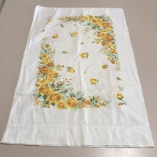 Vintage Retro Pillowcase standard Yellow Orange floral cotton mcm 20x30 Cottage