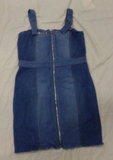 FASHION NOVA Blue Denim Juniors Size XL Zip Front Overall Dress NEW
