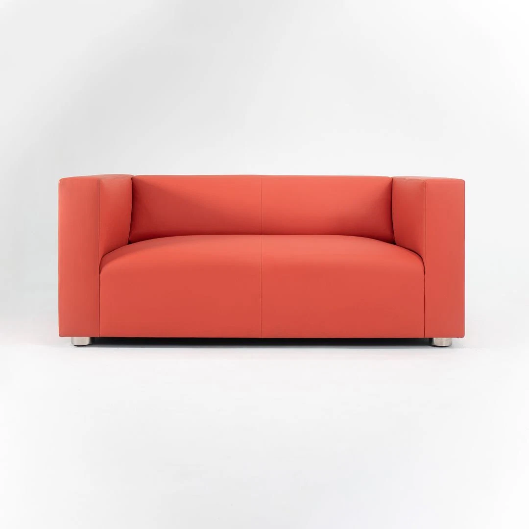 2013 SM1 Loveseat / Sofa in Orange Leather by Peter Shelton Lee Mindel for Knoll