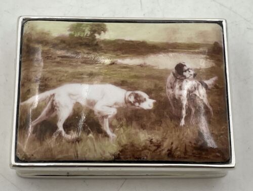 Sterling Silver & Enamel Pill Box with Dog Motifs - Picture 3 of 7