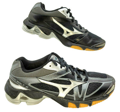 Mizuno Wave Bolt 6~Womens US 6.5~Black Lace Up Non-Marking Volleyball Shoes~EUC