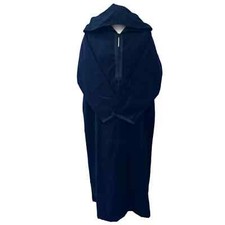 Men's Moroccan Wool Blend Navy Blue Hooded Long Sleeve Thobe Jubba Djellaba