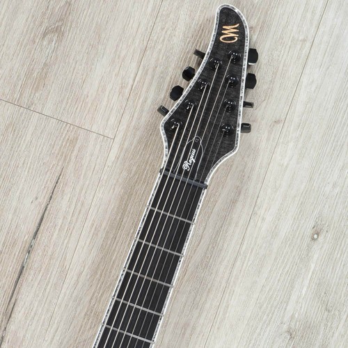 Mayones Regius 8 B28" 8-String Baritone Guitar, 3A Flame Maple Trans Black Gloss - Picture 8 of 11