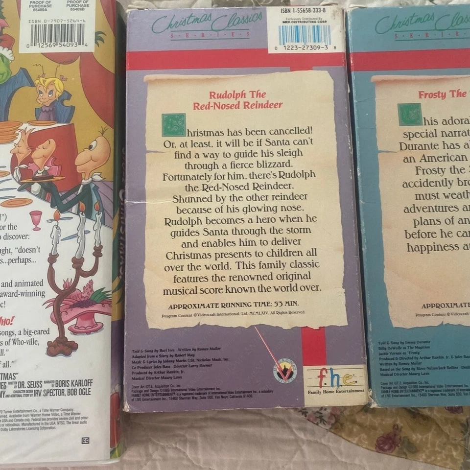 Lot of 3 VHS Christmas Movies Cartoons Grinch Rudolph Frosty '90's Kids Cartoons Foto 4 de 4