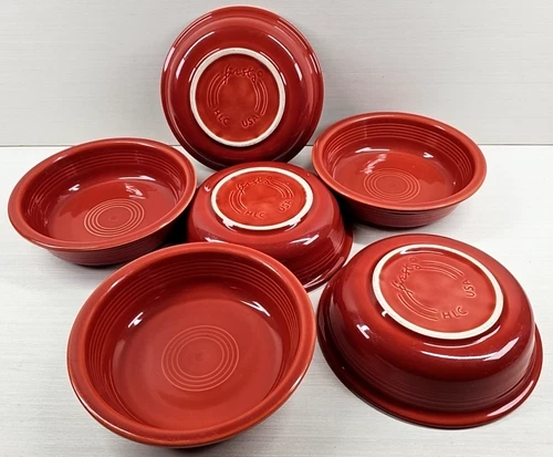 (6) Homer Laughlin Fiesta Paprika Coupe Soup Bowls Set HLC Fiestaware Dishes Lot