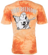 79 TRUE RELIGION Orange BUDDHA TIE DYE Short Sleeve Designer Graphic T-shirt