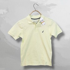 NWT Nautica Polo Shirt Childs Size 8 Lime Cream Casual Short Sleeve