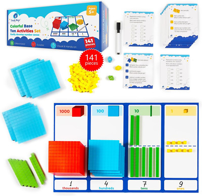 140+1 PCS Colorful Base Ten Blocks & Activities Set - Base Ten Blocks Classroom 