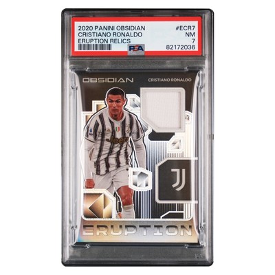Cristiano Ronaldo CR7 2020 Panini Obsidian Eruption Relikte getragen Patch / 149 PSA 7