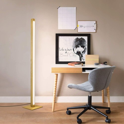Lámpara de pie LED ZMH Lámpara de pie Lámpara de pie 148CM Luz de madera Dormitorio Oficina - Imagen 4 de 9