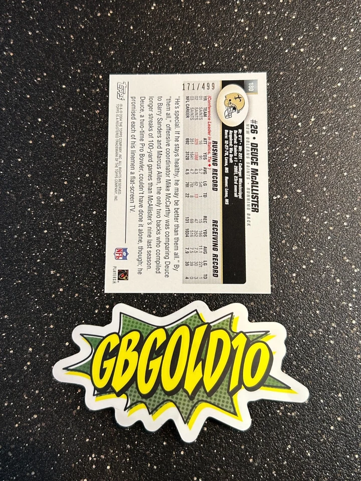 2004 Topps - Deuce McAllister #180 Gold /499 - Image 2 of 2