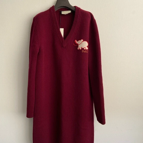 Gucci pull éléphant taille moyenne ROUGE robe longue homme