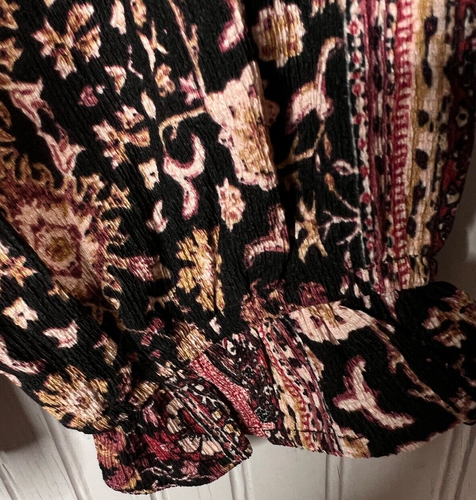 Maurices Womens TOP XL Boho Chic Smocking Keyhole Burgandy Floral Flowy NWOTS - Picture 9 of 15