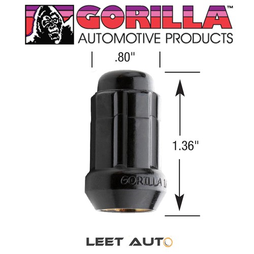 (24) Gorilla Small Diameter Lug Nuts, 1/2" Thread, Black, Spline, K6CS-0012BGR - Picture 2 of 6