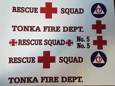 TONKA  FIRE DEPT.RESCUE SQUAD METRO VAN  VINYL PEEL AND STICK