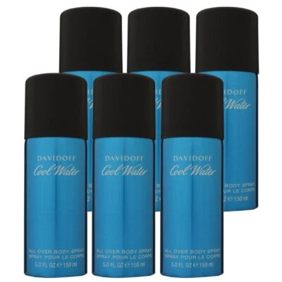 Davidoff Cool Water 6 x 150 ml All Over Body Spray Deospray Deo Spray Set