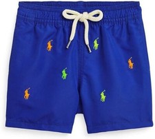Ralph Lauren Boys Swim Trunk Little Kids Size 4 or 6 Royal Blue Allover Pony