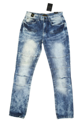 Denim Trends Mens Medium Marble Wash 7 Pocket Design Stretch Denim Blue Jeans 30