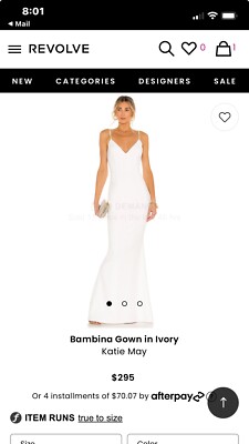 NEW KATIE MAY Bambina GOWN DRESS SIZE X-SMALL  IVORY LOW BACK