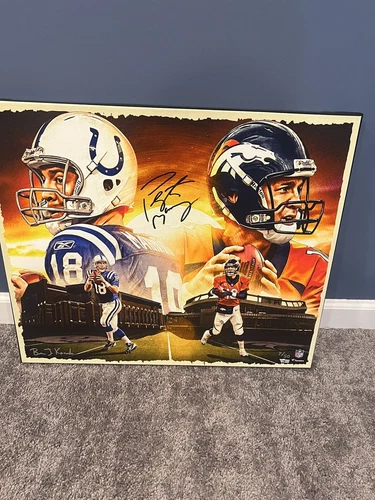 Peyton Manning Signed Fanatics Authenticated 24x20 Canvas Colts Broncos 7/50