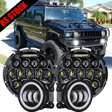 7" INCH Halo LED Headlight DRL & 4" Fog Lights Combo Kit For Hummer H2 H3T 06-10