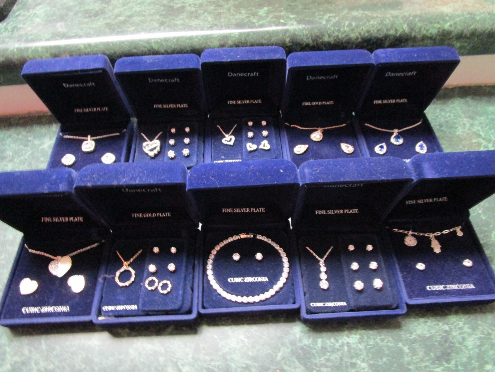 Danecraft Fine Silver Plate Cubic Zirconia Necklace Bracelet Earring Sets Lot 3 eBay