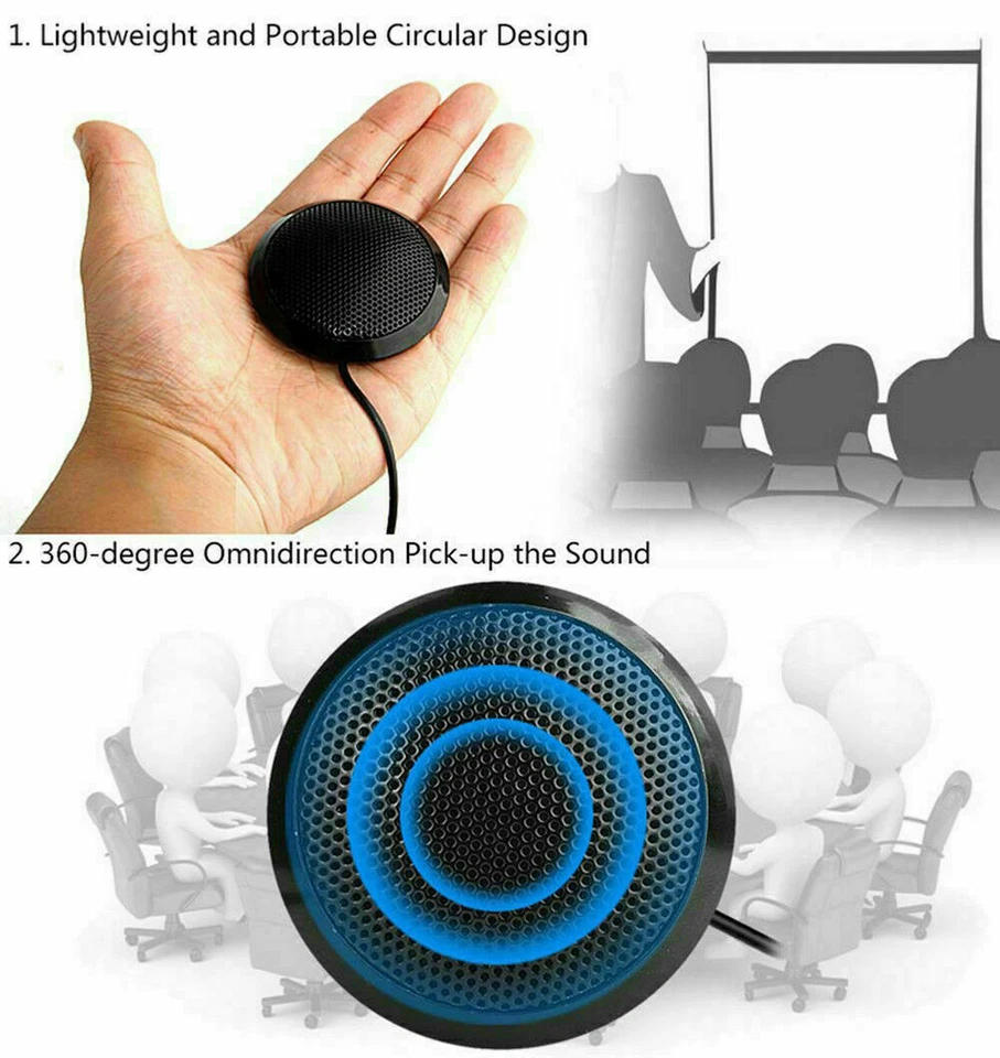 USB Desktop Microphone Meeting Conference Stereo Omnidirectional Mic Plug & Play - Image 4 of 4