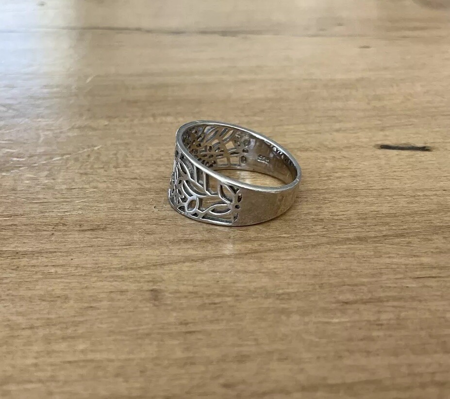 Sterling Silver Flower Floral Ring Sz 6.25 | eBay