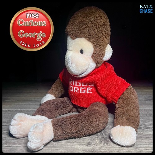 1988 Curious George 17" Plush Crochet Red Sweater Vintage Eden Stuffed Animal - Picture 4 of 12