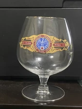 Richard E Bishop Cigar Band Brandy Glass - 24k Gold Rim - Flor Fina