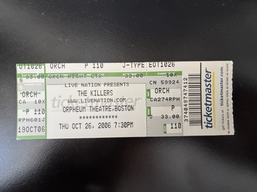 The Killers FULL UNUSED Ticket Stub Orpheum Theatre Boston 2006 - 第 1/4 張圖片