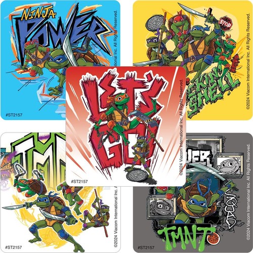 25 Tales of The Teenage Mutant Ninja Turtles Stickers, 2.5" x 2.5", Party Favors