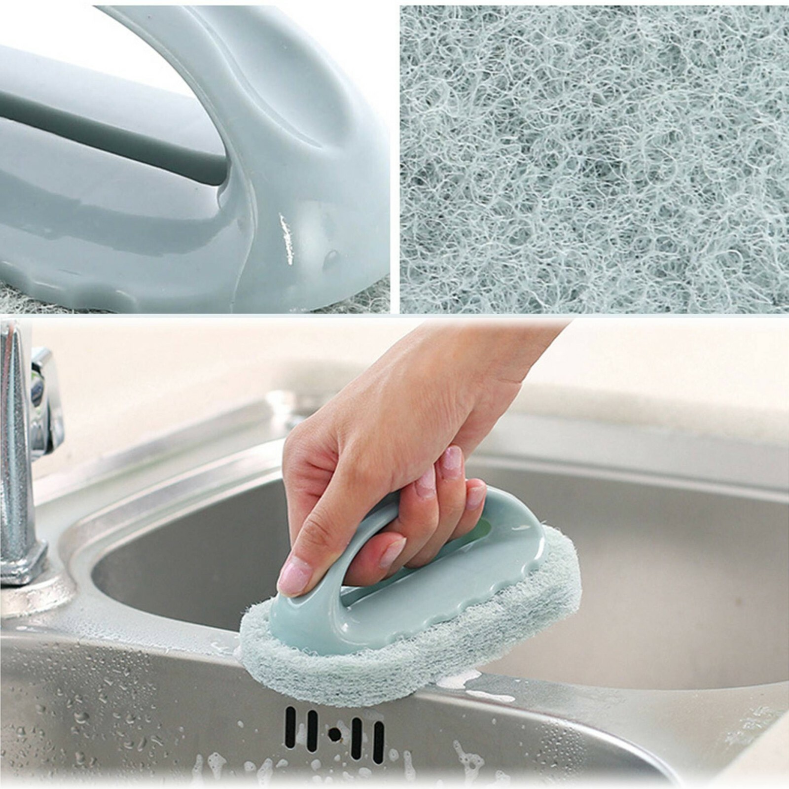 Bathtub Pool Scrub Pad with Handle Kitchen Dishwashing Cleaning Brush