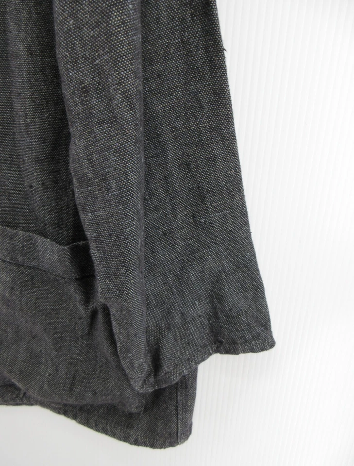 Chaqueta de lino para mujer pequeña gris lino Lagenlook de gran tamaño tareas artísticas granero cremallera Foto 3 de 4