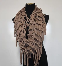 Charlotte Russe Open Knit Fringe Lightweight Brown Scarf Travel Careerwear Boho