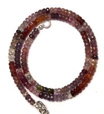 Natural Gem Super Quality Multicolor Spinel Faceted Rondelle Beads 17" Necklace