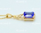 14k Yellow gold  Natural Diamond & Emerald cut  AAA Tanzanite pendant — photo 6