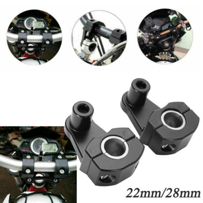 2pcs 7/8'' 1-1/8'' Handlebar Riser 2'' Rise Adapter Mount Bracket Clamp Taper Black