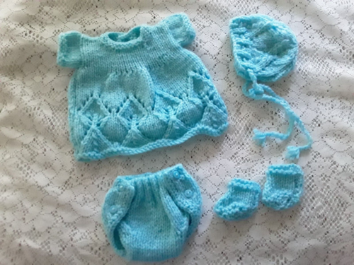 Puppenkleidung Windelset Handarbeit Kleid Set für Vintage Baby passt 10" bis 12"