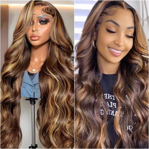 200 Density 13x4 HD Honey Blonde Ombre Body Wave HH Lace Front Wig - Pre-Plucked - Picture 4 of 33