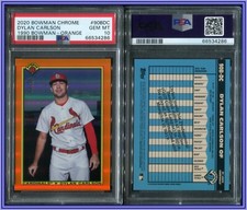 PSA 10 2020 Bowman Chrome '90 Orange Refractor #90BDC Dylan Carlson /25 POP1