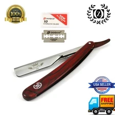 WET (BEARD) CUT THROAT SHAVETTE BARBER STRAIGHT RAZOR RASOIR + 10 BLADES MARBLE