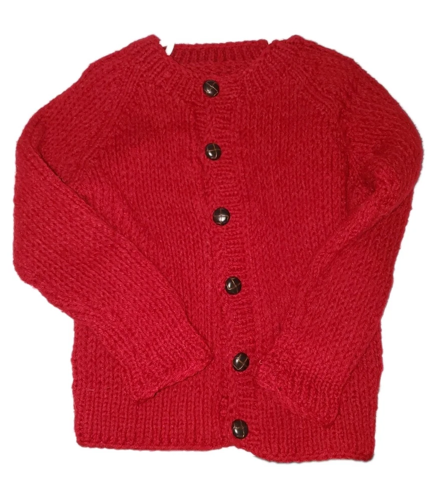 Ручной работы шерсти на пуговицах свитер бордовый винтажный унисекс ребенка ясельного возраста 2T - 3T хорошо - Изображение 4 из 4