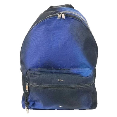 Christian Dior Logo Gradient Nylon Backpack Blue Black Authentic