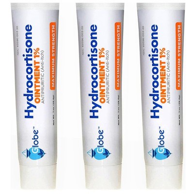 (3 Pack) Globe Hydrocortisone Maximum Strength Transparent Ointment 1%,1 oz, ...
